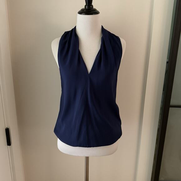 Ramy Brook Blouse Size XS Navy Blue Jilly Tank Top 100% Silk Old Money $275 - Picture 3 of 15